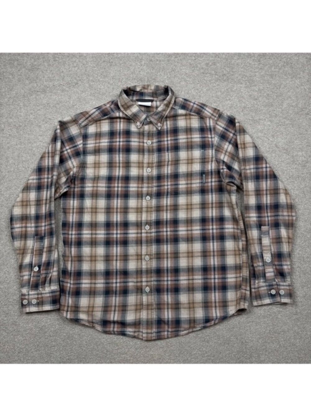 Columbia Button Up Shirt Mens Size M Brown Long Sleeve Plaid Flannel - Picture 1 of 6